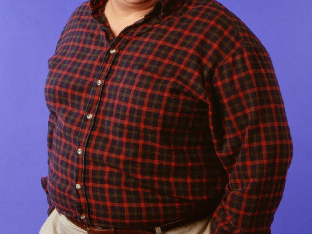 john goodman, a plus size man who dresses well, wearing too much plaid all at once